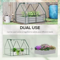 Outsunny Steel Outdoor Raised Garden Bed with Greenhouse,Cover, Roll Up Door, Dual Use, 50"x37.4"x36.2", Clear(m-4)