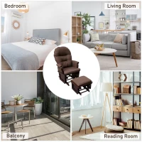 HOMCOM Nursery Glider Rocking Chair with Ottoman, Thick Padded Cushion Seating, Armrests and Wood Base, Dark Coffee(m-7)