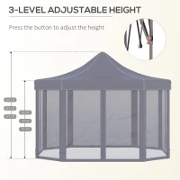Outsunny 13' x 10' Pop Up Gazebo, Octagon Canopy Tent with Zippered Mesh Sidewalls, Weight Bags, Height Adjustable and Carrying Bag, Event Tent for Patio Garden Backyard, Grey(m-5)