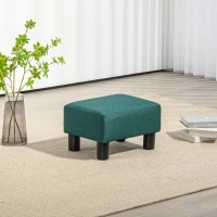 HOMCOM Small Ottoman Foot Rest, Foot Stool with Linen Fabric Upholstery and Plastic Legs, Cube Ottoman, Green(m-7)