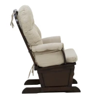 HOMCOM Nursery Glider Rocking Chair with Ottoman, Thick Padded Cushion Seating, Armrests and Wood Base, Cream White(m-7)