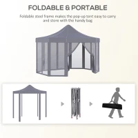 Outsunny 13' x 10' Pop Up Gazebo, Octagon Canopy Tent with Zippered Mesh Sidewalls, Weight Bags, Height Adjustable and Carrying Bag, Event Tent for Patio Garden Backyard, Grey(m-7)
