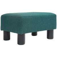 HOMCOM Small Ottoman Foot Rest, Foot Stool with Linen Fabric Upholstery and Plastic Legs, Cube Ottoman, Green(m-1)