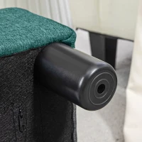 HOMCOM Small Ottoman Foot Rest, Foot Stool with Linen Fabric Upholstery and Plastic Legs, Cube Ottoman, Green(m-9)