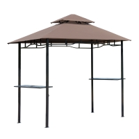 Outsunny 8' x 5' Grill Gazebo with Double Roof, Outdoor BBQ Canopy Gazebo with 2 Side Shelves for Patio Yard Garden Coffee