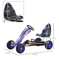 Aosom Pedal Go Kart Children Ride on Car  Racing Style with Adjustable Seat, Rubber Wheels, Handbrake, Clutch(m-3)