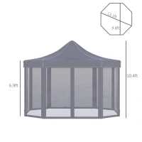 Outsunny 13' x 10' Pop Up Gazebo, Octagon Canopy Tent with Zippered Mesh Sidewalls, Weight Bags, Height Adjustable and Carrying Bag, Event Tent for Patio Garden Backyard, Grey(m-3)
