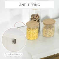 HOMCOM Kitchen Sideboard, Glass Door Buffet Cabinet, Accent Storage Cabinet with 2 Glass Doors and Adjustable Shelf for Dining Room, Living Room, Distressed White(m-9)