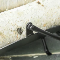 Outsunny 16" Firewood Log Rack Curved Fireplace Log Holder Wood Storage Basket Carrier with Flexible Handle, for Outdoor and Indoor Use, Black(m-10)