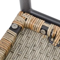 Outsunny 5-Piece Rattan Bar Table and 4 Chairs with Padded Cushions, Mixed Brown(m-8)