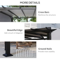 Outsunny 10' x 10' Outdoor Pergola Patio Gazebo Canopy Sun Shelter, Steel Frame, Grey(m-6)