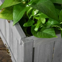 Outsunny Foldable Elevated Planter Box, Wooden Raised Garden Bed for Backyard, Patio to Grow Vegetables, Herbs, Flowers, Grey(m-7)