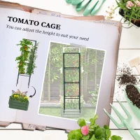 Outsunny Galvanized Planter Box, Outdoor Raised Garden Bed with 4-Tier Trellis Tomato Cage for Climbing Vines, Vegetables, Green(m-4)