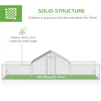 PawHut 23' x 6.6' Large Chicken Coop with Weather-Resistant Cover for 12-14 Chickens, Silver(m-4)