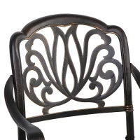 Outsunny 5 Pieces Outdoor Furniture Dining Set for 4, All-Weather Cast Aluminum Stackable Design Chairs and Round Patio Table with Umbrella Hole, for Backyard, Deck, Garden, Bronze(m-8)