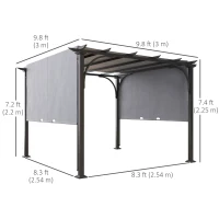 Outsunny 10' x 10' Outdoor Pergola Patio Gazebo Canopy Sun Shelter, Steel Frame, Grey(m-3)