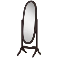 HOMCOM Floor Standing Mirror Full Length Mirror with Adjustable Angle Oval Frame for Dressing Room Bedroom Living Room Coffee(m-2)