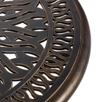 Outsunny 5 Pieces Outdoor Furniture Dining Set for 4, All-Weather Cast Aluminum Stackable Design Chairs and Round Patio Table with Umbrella Hole, for Backyard, Deck, Garden, Bronze(m-9)