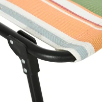 Outsunny Folding Chaise Lounge Pool Chair with 4-Position Reclining Back, Pillow, Breathable Mesh & Bungee Seat, Rainbow Striped(m-9)