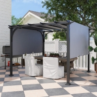Outsunny 10' x 10' Outdoor Pergola Patio Gazebo Canopy Sun Shelter, Steel Frame, Grey