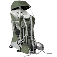 Qaba Foldable Baby Backpack Carrier for Hiking, Day Trips, Toddler Carrier Accessory Holder, Comfortable Baby Shoulder Carrier with Sun Canopy Rain Cover, Stand Ages 6-36 Months(m-1)