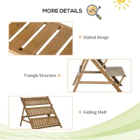 Outsunny 3-tier Ladder Plant Stand Foldable Wood Flower Display Shelf for Indoor Outdoor Home Garden, Brown(m-6)