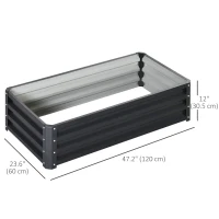 Outsunny Galvanized Raised Garden Bed, Outdoor Planter Box for Vegetables, Flowers, Herbs, 4' x 2' x 1', Grey(m-3)