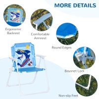 Outsunny Kids Table and Chair Set, Comfortable Little Kids Picnic Table with Umbrella, Adjustable Height, Outdoor Seating for Kids Ages 3-6, Foldable, Sharks(m-6)