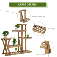 Outsunny Wood Plant Stand 5 Tier Plant Shelf Multiple Flower Pot Holder for Living Room, Patio Corner, Balcony, Indoor Outdoor Use, Natural(m-5)