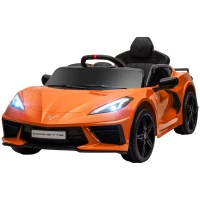 Qaba Chevrolet Corvette Licensed 12V Kids Electric Car with Parental Remote Control, Suspension System, Slow Start, Orange(m-1)