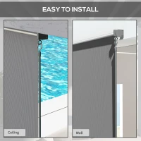Outsunny 8' x 6' Patio Door Blinds, Outdoor Roller Shades, Cordless Roll Up Shade for Porch Gazebo, Light Grey(m-5)