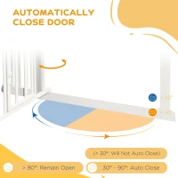 PawHut Auto-Close Pet Gate, Stair Gate with Cat Door, Double Locking for Doorways Hallways Stairs, Fits 29"-39.4" Wide, White(m-6)