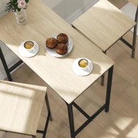 HOMCOM 3 Piece Pub Table and Chairs for 2, Bar Table and Stools with Footrest for Small Space, Oak(m-9)
