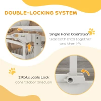 PawHut Auto-Close Pet Gate, Stair Gate with Cat Door, Double Locking for Doorways Hallways Stairs, Fits 29"-31.5" Wide, White(m-5)
