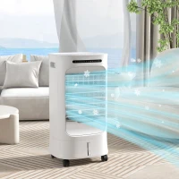 HOMCOM Mobile Air Cooler with Ice Packs, Ice Cooling Fan Water Humidifier Unit with Remote, Timer, Oscillating(m-2)