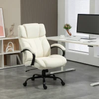 Vinsetto 500lbs Big and Tall Office Chair, Executive Computer Chair with Adjustable Height, Swivel Wheels, Cream White(m-2)