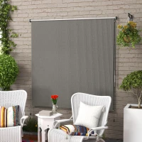 Outsunny 6' x 6' Patio Door Blinds, Outdoor Roller Shades, Cordless Roll Up Shade for Porch Gazebo, Light Grey(m-1)