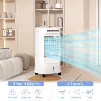 HOMCOM Mobile Air Cooler with Ice Packs, Ice Cooling Fan Water Humidifier Unit with Remote, Timer, Oscillating(m-6)