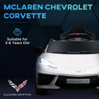 Qaba Chevrolet Corvette Licensed 12V Kids Electric Car with Parental Remote Control, Suspension System, Slow Start, White(m-4)