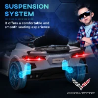 Qaba 12V Kids Electric Car Corvette Licensed w/ Remote Control, Suspension System, Music, Headlight, Slow Start, Light Blue(m-7)