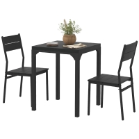 HOMCOM 3 Piece Dining Room Set for 2, Dining Table Set for Breakfast Nook, Small Space, Apartment, Space Saving, Black
