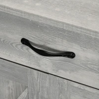 HOMCOM Farmhouse Sideboard Cabinet with Barn Doors Kitchen Buffet Cabinet with Drawer and Adjustable Shelf Stone Gray(m-9)