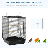 PawHut 23" Bird Cage Flight Parrot House Cockatiels Playpen with Open Play Top and Feeding Bowl Perch Pet Furniture Black(m-4)