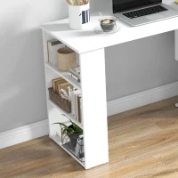 HOMCOM L Shaped Desk, Corner Computer Desk, 360 Degree Rotating Home Office Desk with Storage Shelves, Writing Table Workstation, White(m-6)