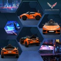 Qaba Chevrolet Corvette Licensed 12V Kids Electric Car with Parental Remote Control, Suspension System, Slow Start, Orange(m-9)