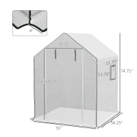 Outsunny 01-0472 Replacement Cover, 55" x 56.25" x 74.75" Walk-in Greenhouse Cover Reinforced Anti-Tear PE Hot House Cover, White(m-3)