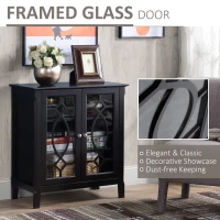 HOMCOM Sideboard Cabinet, Buffet Table with Double Framed Glass Doors, 2 Adjustable Shelves and Elevated Base Espresso(m-5)