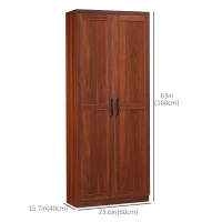 HOMCOM 63" Kitchen Storage Cabinet, 5-tier Pantry Cabinet with Doors and Adjustable Shelves for Dining Room, Tan(m-3)
