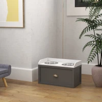 PawHut Elevated Large Dog Feeding Station with Storage Drawer, Brown, for Easy Meal Access(m-8)