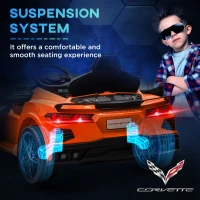 Qaba Chevrolet Corvette Licensed 12V Kids Electric Car with Parental Remote Control, Suspension System, Slow Start, Orange(m-7)
